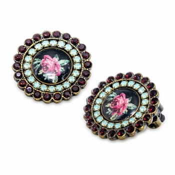Сережки-кліпси "Вишуканий блиск" з емаллю та кристалами Swarovski від Michal Negrin