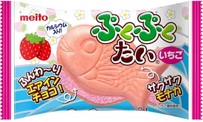 Печиво з аерошоколадом Meito Pukupuku Tai Air-In Strawberry 16,5 грам