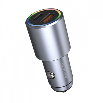 Автомобільний Зарядний Пристрій Proove Double Energy Plus 53W (USB + Type-C, 7A) metal gray