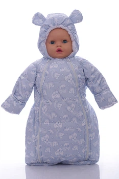 Конверт на флисе для мальчика Babykroha с Мишками серо голубой 68 см (44908)