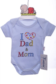 Боди с коротким рукавом для мальчика на кнопках интерлок Findik I love mam dad 62 см (42973)