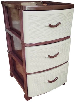 Пластиковий комод Эффе Style 3 яруса 375х470х700 мм Бежевий (14-46-10059)
