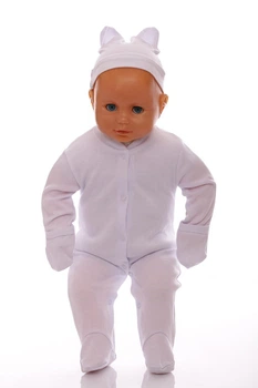 Человечек с шапкой интерлок Babykroha baby белый 56 см (45102)