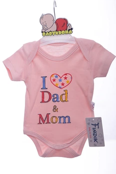 Боді з коротким рукавом для дівчинки на кнопках інтерлок Findik I love mam dad 80 см (42974)