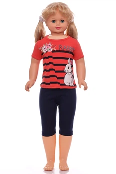 Костюм летний для девочки трикотажный Rabbit красный 80 см (32472)