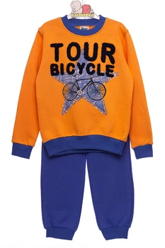 Костюм с длинным рукавом для мальчика на флисе Bicycle оранжевый 122 см (29136)