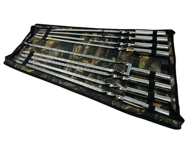 Набір шампурів Grill Master Срібло з подвійним шампуром 8 в 1 із нержавіючої сталі (21-10-NB-2279)