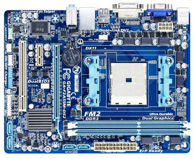 Материнская плата Gigabyte GA-F2A55M-DS2 (REV: 3.0) AMD A55, mATX, sFM2+ БУ