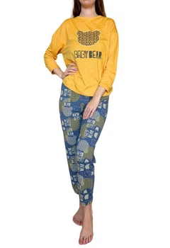Пижама женская ( лонглив, штаны) XL желтый 32161