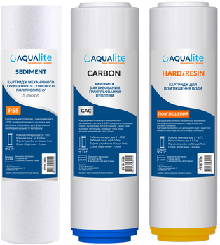 Набор картриджей Aqualite TRIO для проточных фильтров (очистка от хлора, органики и смягчение)