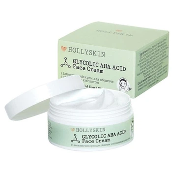 Відновлювальний крем для обличчя з гліколевою кислотою Hollyskin Glycolic AHA Acid Face Cream 50 мл (4823109700628)