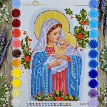 Набір для вишивання бісером Art-Millennium. N-0281 Мадонна з немовлям (шипшина)