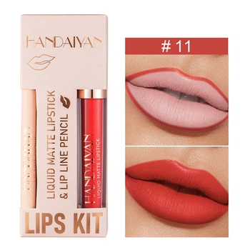 Набор 2в1 жидкая матовая помада и карандаш контурный для губ Handaiyan Lips Kit 11