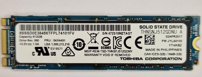 Накопичувач SSD M.2 NVMe Toshiba 512Gb (THNSNJ512GDNU A) Б/в