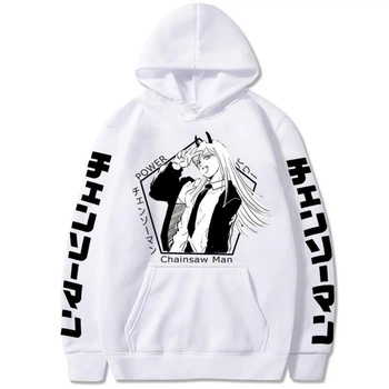 Худі з принтом Аніме Людина Бензопила XXL Білий (H000021-W-XXL)