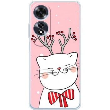 Силіконовий Чохол з Картинкою для OPPO A60 Принт (Новорічний, Котик з Рожками) (57617-ysm1888)