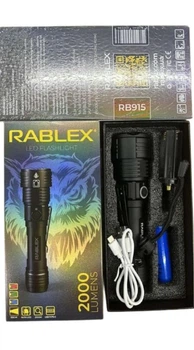 Фонарик ручной алюминиевый RABLEX RB 915 4 светодиода Т6 Led 2000LM разъем type-c