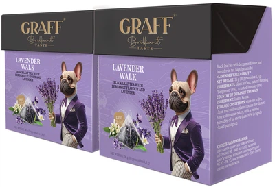 Упаковка чаю чорного Graff Lavender Walk 20 пірамідок по 1.8 г х 2 шт (4820279611129)