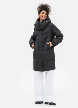 Довга куртка пальто жіноча зимовий Біо-пух DuPont Sorona original Viva-Wear 8258 48 чорний 82585