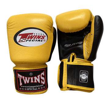 Боксерские перчатки Twins Velcro Mesh Edition BGVLA1 Black Yellow (BGVLA1-BKYE-8oz)