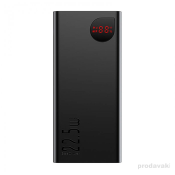 УМБ Портативна Батарея 40000 mAh 22.5W Baseus Adaman з швидкою зарядкою 2USB/1Type-C Портативний зарядний пристрій / Акумулятор / Павербенк / Повербанк / Power Bank - Чорний