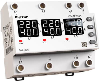 Реле напруги/струму DigiTOP VА-3F40A M6W