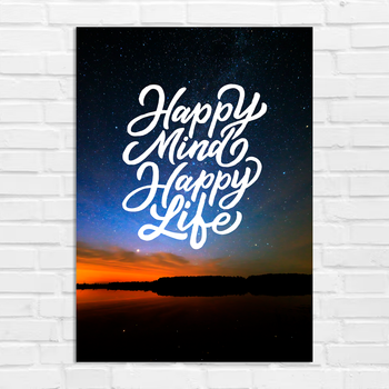 Плакат-постер Кавун Happy Mind Happy Life А0 Разноцветный ПЛ000901А0