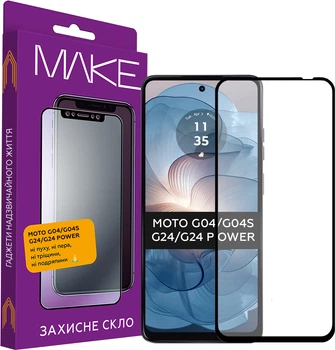 Захисне скло MAKE для Motorola Moto G04/G04s/G24/G24 Power Black (MGF-MG04/G24)
