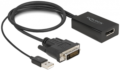 Adapter Delock DVI - DisplayPort 1.2 50 cm Black (4043619631896)