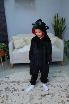 Піжама кігурумі Kigurumi для хлопчика Нічна Фурія Дракон Беззубик Чорний на зріст 165-175 см (205042)