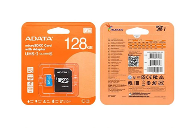 Карта пам`ятi MicroSDHC 128GB UHS-I/U3 Class 10 ADATA A1 R100/W50MB/s + SD-adapter