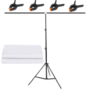 Набор стойка + студийный тканевый фон 1.5 х 2 м.Profi-light Белый