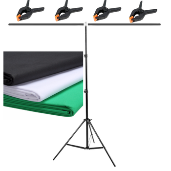 Комплект держатель фона + 3 тканевых фона 1.5 х 2 м.Profi-light