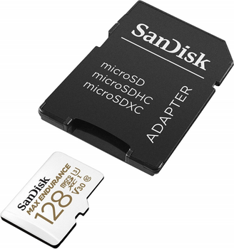Карта памяти microSDXC (UHS-1 U3) SanDisk Max Endurance 128Gb class 10 V30 (100Mb/s) +SD-адаптер (SDSQQVR-128G-GN6IA)