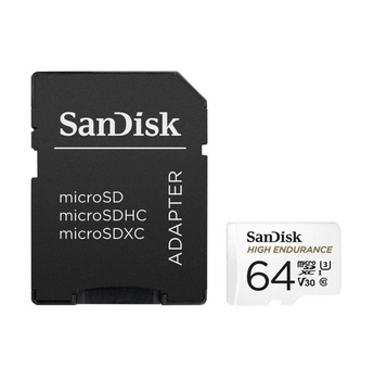 Карта памяти microSDXC (UHS-1 U3) SanDisk Max Endurance 64Gb class 10 V30 (R100Mb/sW40Mb/s) +SD-адаптер (SDSQQVR-064G-GN6IA)