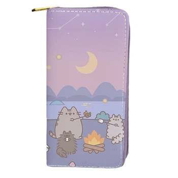 Гаманець клатч портмоне Pusheen cat 19х10см Вечір біля багаття Фіолетовий n-12266