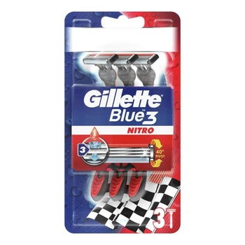 Одноразові станки для гоління GILLETTE BLUE 3 Nitro 3 леза 3шт. в упаковці