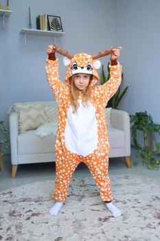 Піжама кігурумі для девочек Kigurumi Олень Бембі Бежевий на зріст 100-110 см (202641)