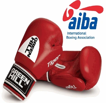 Перчатки бокс GREEN HILL TIGER AIBA кожа красный 10oz