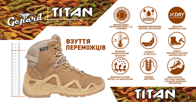 Зимние тактические ботинки Gepard Titan 46 стелька 30,0 см Койот-темный(Titan-46)