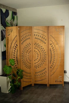 Ширма деревянная Perfecto FAN4 резная декоративная коричневая 175х180 см