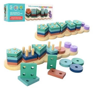 Дерев'яна іграшка, що розвиває Tree Toys Геометрика з фігурками, MD2165