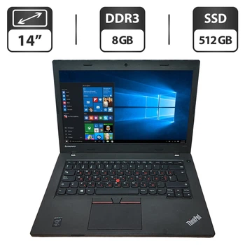 Ноутбук Б-класс Lenovo ThinkPad L450 / 14" (1366x768) TN / Intel Core i5-4300U (2 (4) ядра по 1.9 - 2.9 GHz) / 8 GB DDR3 / 512 GB SSD / Intel HD Graphics 4400 / WebCam б/у