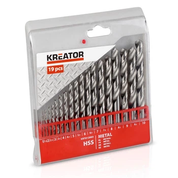 Набор сверл по металлу Ø 1-10mm 19шт Kreator (KRT012003)