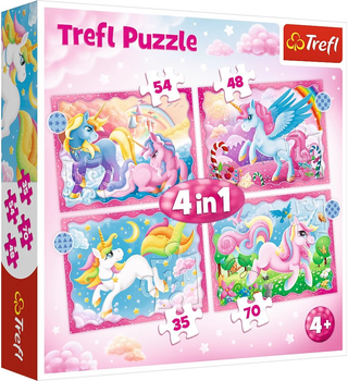 Puzzle Trefl Jednorożce i magia 4 w 1 71 element (5900511343892)