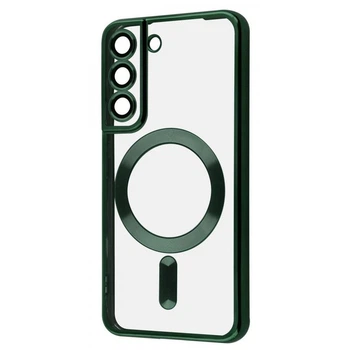 Чехол ударостойкий Wave Metal Color Case with MagSafe + линзы на камеру для Samsung Galaxy S21 FE Dark Green