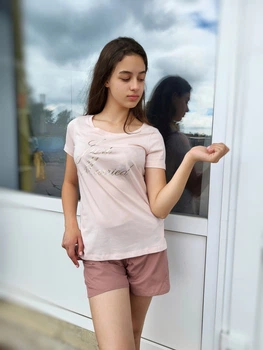 Футболка с надписью Just Married женская Victoria's Secret Пудра А-1152 L (46)