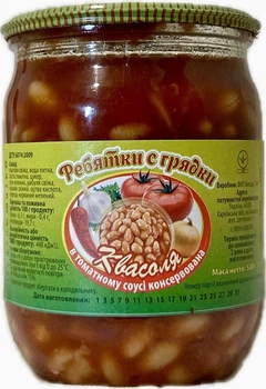 Фасоль консервированная в томатном соусе Ребятки с грядки 500 мл