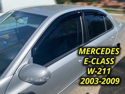Дефлектори вікон (вітровики) для Mercedes E-class W-211 2003-2009 Sedan накладні (DEFL) Q2