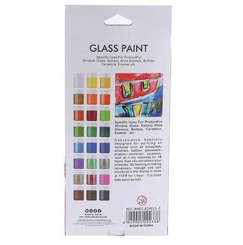 Художественные акриловые краски Art Rangers Glass Paint для декора стекла 24 цвета по 15 ml